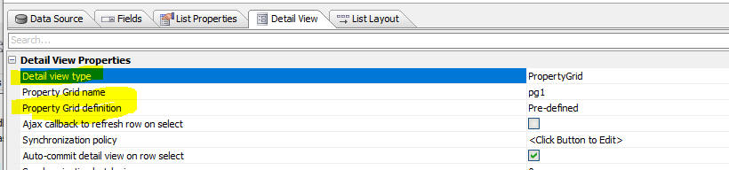 Listdetailview Propertygrid